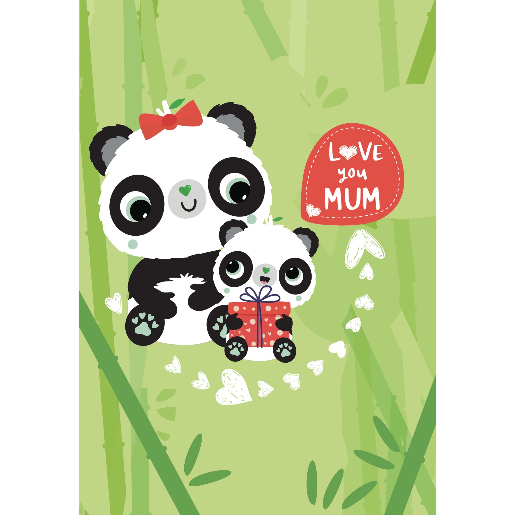 Love You Mum | A6 Eco-Friendly Mother's Day Cards | Panda Joy