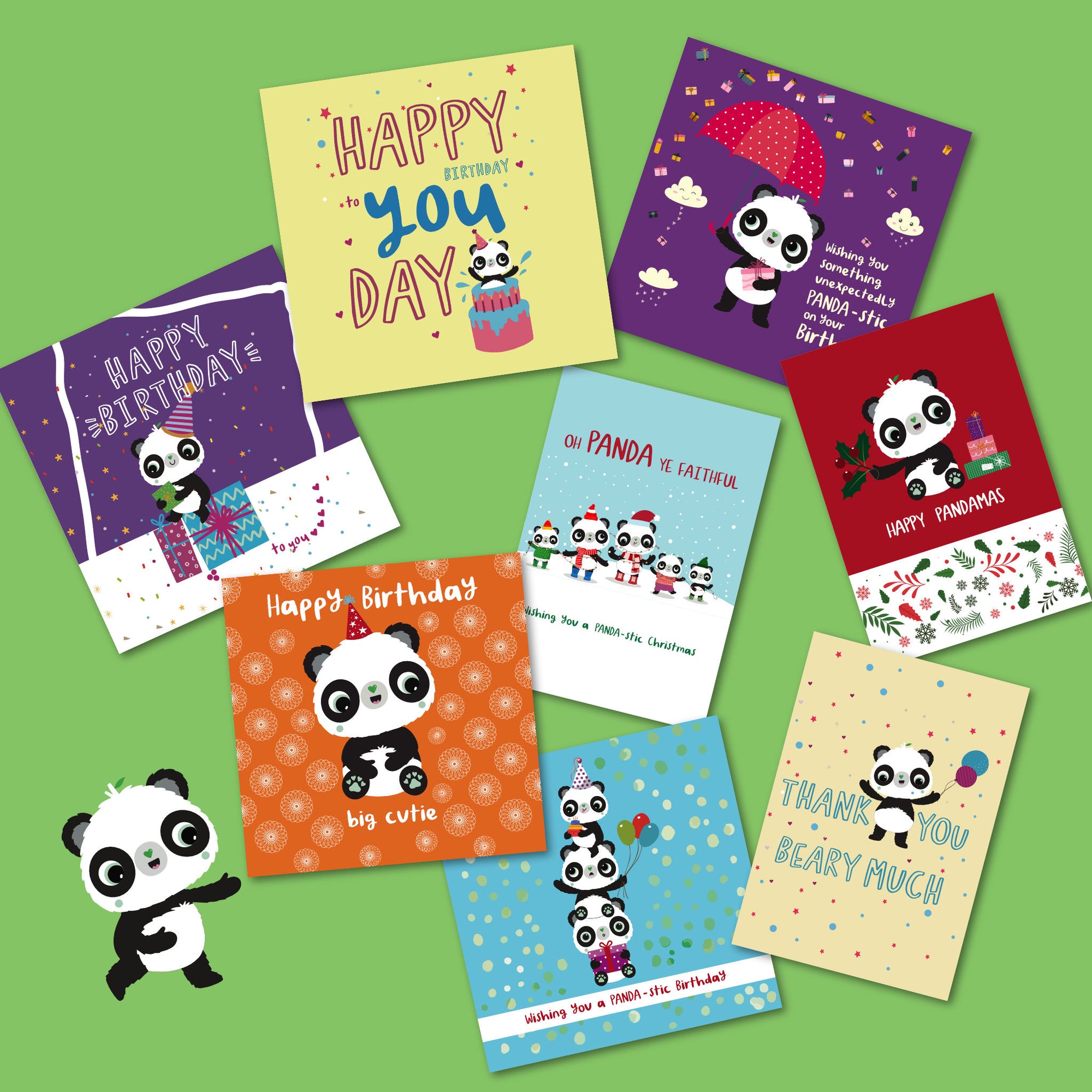 Bundle and Save. Images of several Panda Joy eco-friendly, tree free bamboo and cotton linter greeting cards bundle sale.