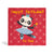 Red 150mm square Eco-Friendly Birthday card made of bamboo and cotton linters with dancing Panda wearing Blue and White Ballet outfit and a Blue crown, holding a yellow Rose. Text of the card says, Happy Birthday to you.