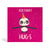 Red 150mm square eco-friendly, tree free, Big Panda Birthday Hugs greeting card with Panda wearing party hats and extending a long arm for a big hug. The card says Birthday Hugs with yellow dots in the background.