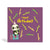 150mm square purple eco-friendly, tree free, Happy Birthday Panda with Bamboo greeting card with Panda wearing a party hat sitting on presents and holding bamboo sticks and more bamboo stick in the background.