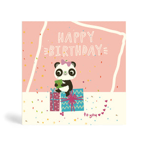 Dusty pink All Mine Birthday | 150mm square | Eco Birthday Cards | Panda Joy UK