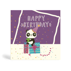 Purple All Mine Birthday | 150mm square | Eco Birthday Cards | Panda Joy UK
