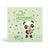 150mm square green eco-friendly, tree free, For your special Birthday greeting card with Panda holding a bunch of flowers and surrounded by floating flowers in the background.