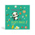 Green 150mm square eco-friendly, tree free, thank you sport teacher greeting card. Panda holding a green notebook and paint brush standing in the middle of a large thank you beary much text and surrounded by school materials.