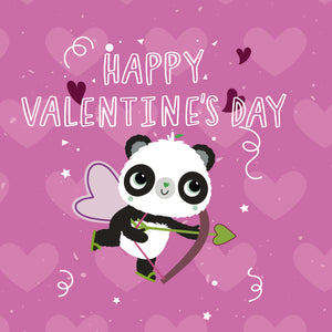 Square Cupid Panda | Eco-friendly Valentines Cards | Panda Joy UK
