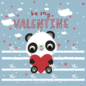 Blue Square Be My Valentine with Clouds | Eco Valentines Cards | Panda Joy