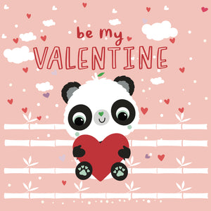 Pink Square Be My Valentine with Clouds | Eco Valentines Cards | Panda Joy