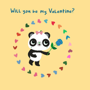 Square with Blue Rose Will You Be My Valentine? | Eco Valentines Cards | Panda Joy UK