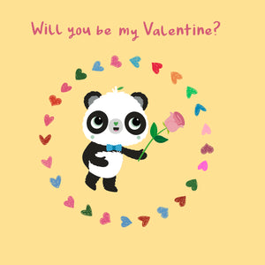 Square with Pink Rose Will You Be My Valentine? | Eco Valentines Cards | Panda Joy UK