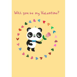 A6 with Pink Rose Will You Be My Valentine? | Eco Valentines Cards | Panda Joy UK