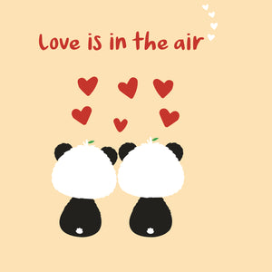 Yellow Square Love Is In The Air | Eco Valentines Cards | Panda Joy UK