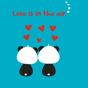 Blue Square Love Is In The Air | Eco Valentines Cards | Panda Joy UK