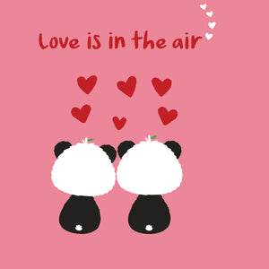 Pink Square Love Is In The Air | Eco Valentines Cards | Panda Joy UK