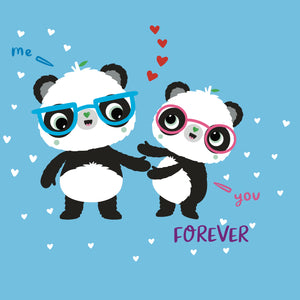 Blue Square You and Me Forever | Eco-friendly Valentines Cards | Panda Joy