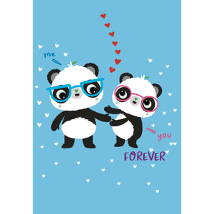 Blue A6 You and Me Forever | Eco-friendly Valentines Cards | Panda Joy