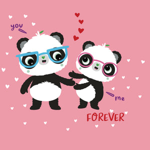 Pink Square You and Me Forever | Eco-friendly Valentines Cards | Panda Joy