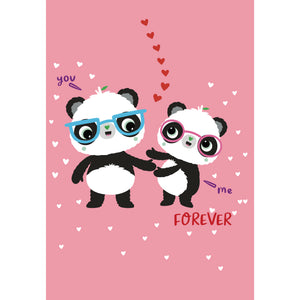 Pink A6 You and Me Forever | Eco-friendly Valentines Cards | Panda Joy