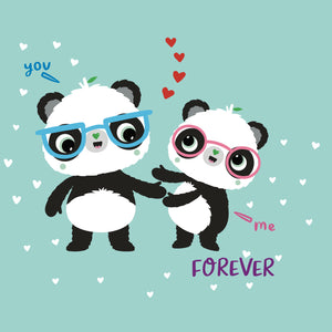 Aqua Square You and Me Forever | Eco-friendly Valentines Cards | Panda Joy