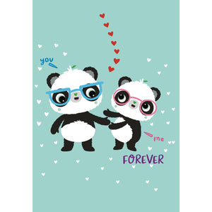 Aqua A6 You and Me Forever | Eco-friendly Valentines Cards | Panda Joy