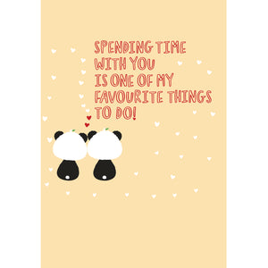Yellow A6 Spending Time With You | Eco Valentines Cards | Panda Joy UK