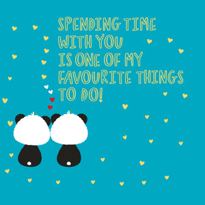 Blue Square Spending Time With You | Eco Valentines Cards | Panda Joy UK