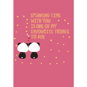 Pink A6 Spending Time With You | Eco Valentines Cards | Panda Joy UK