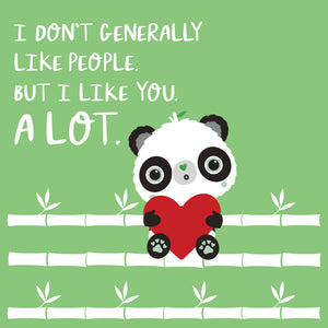 Green Square I Like You A Lot | Green Valentines Cards | Panda Joy UK