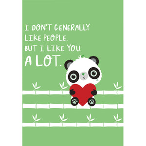 Green A6 I Like You A Lot | Green Valentines Cards | Panda Joy UK