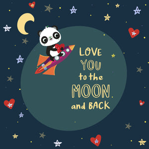 Square Love You To The Moon | Rocket | Eco Valentines Cards | Panda Joy