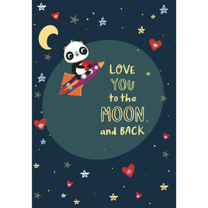 A6 Love You To The Moon | Rocket | Eco Valentines Cards | Panda Joy