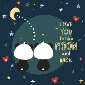 Square Love You To The Moon And Back | Eco Valentines Cards | Panda Joy
