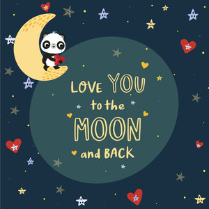 Square Love You To The Moon | Eco Valentines Cards | Panda Joy UK