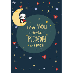 A6 Love You To The Moon | Eco Valentines Cards | Panda Joy UK