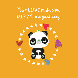 Orange Square Your Love Makes Me Dizzy | Eco Valentines Cards | Panda Joy UK