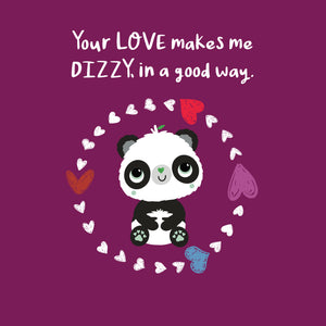 Purple Square Your Love Makes Me Dizzy | Eco Valentines Cards | Panda Joy UK