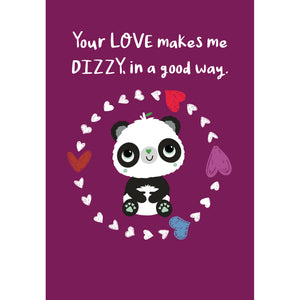 Purple A6 Your Love Makes Me Dizzy | Eco Valentines Cards | Panda Joy UK