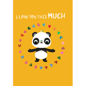 Yellow A6 I Love You This Much! | Eco Valentines Cards | Panda Joy UK