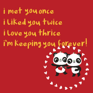 Red Square Met You Once, Liked You Twice | Eco Valentines Cards | Panda Joy