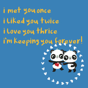 Blue Square Met You Once, Liked You Twice | Eco Valentines Cards | Panda Joy