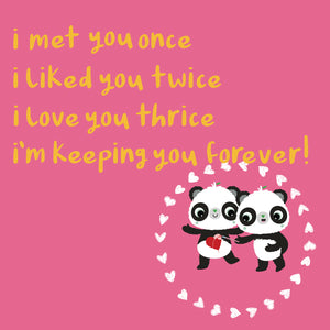 Pink Square Met You Once, Liked You Twice | Eco Valentines Cards | Panda Joy