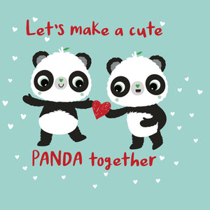 Aqua Square Let's Make A Cute Panda | Green Valentines Cards | Panda Joy