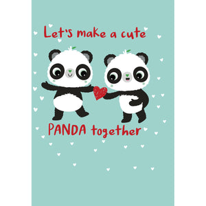 Aqua A6 Let's Make A Cute Panda | Green Valentines Cards | Panda Joy