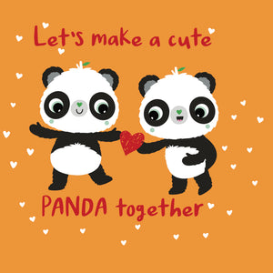 Orange Square Let's Make A Cute Panda | Green Valentines Cards | Panda Joy