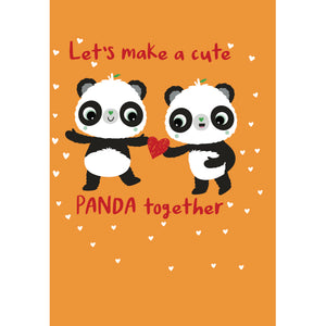 Orange A6 Let's Make A Cute Panda | Green Valentines Cards | Panda Joy