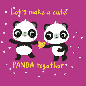 Purple Square Let's Make A Cute Panda | Green Valentines Cards | Panda Joy